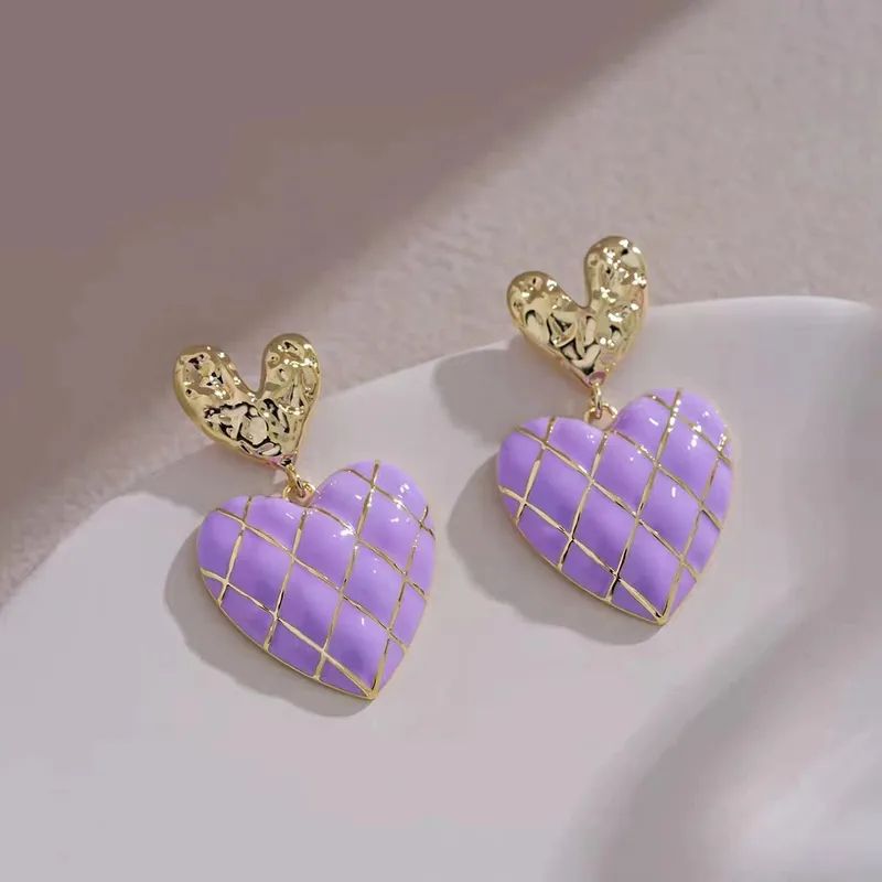 Purple Heart Earring - Amethyst Color Crystal