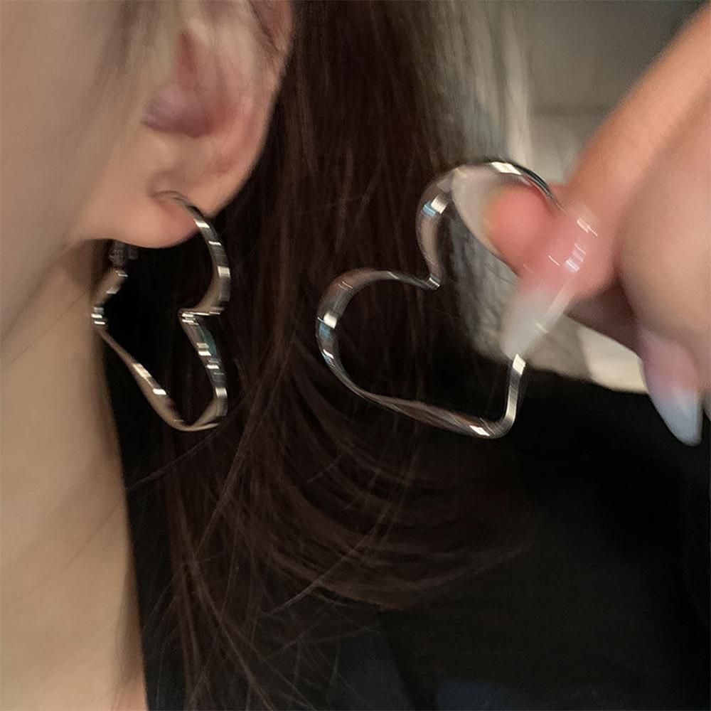 Metal Heart Stud Earring - Simple Gold Tone Accessory