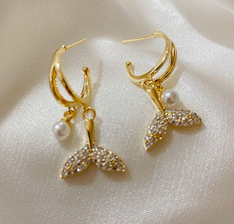 Mermaid Fish Tail Drop Earring - Oceanic Silver Jewelry