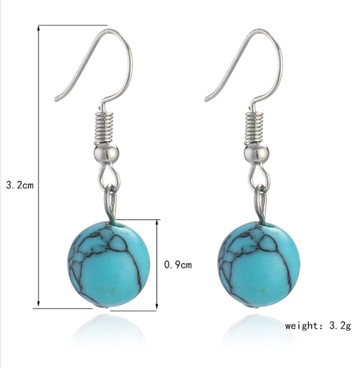 Turquoise Stone Beaded Earrings Jhumka Drop Earrings For Women - Boho Ethnic Style