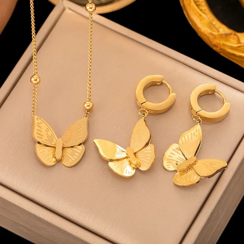 Rhinestones Resin Earrings Necklace - Matching Jewelry Set
