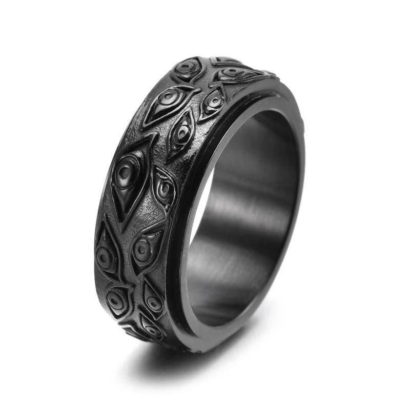 Stainles Steel Goth Evil Eye Ring - Protection Symbol