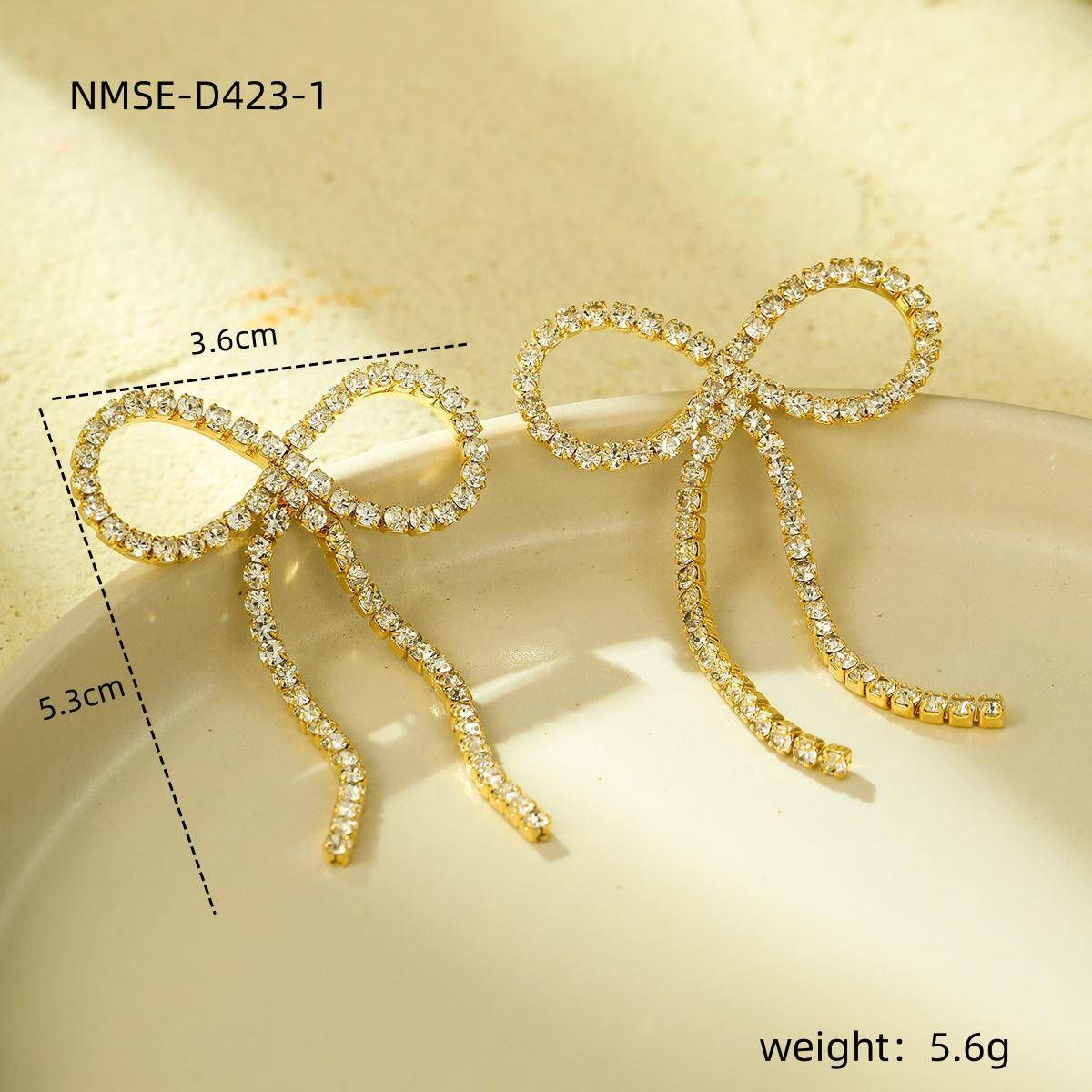 Stainless Steel Rhinestones Zircon 18K Gold Plated Drop Earrings - Evening Glam