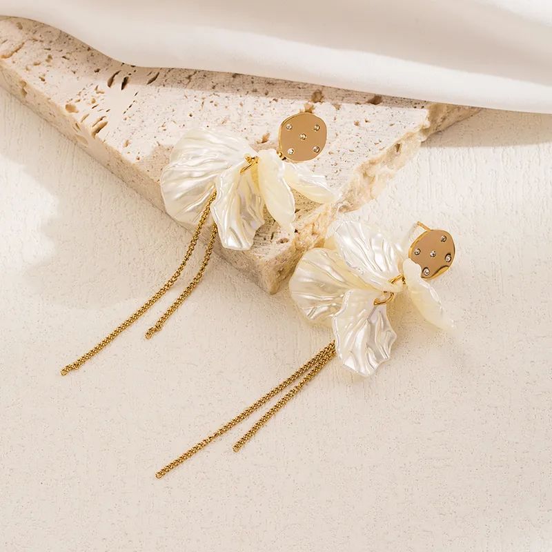 Pearled Drop Earrings - Crystal Accent Dangles