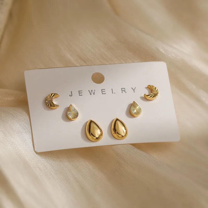 Simple Style Star Water Droplets Ear Studs - Celestial Design