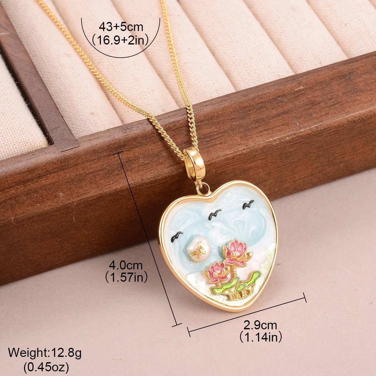 Retro Style Flower Butterfly Gold Plated Pendant Necklace - Vintage Chain