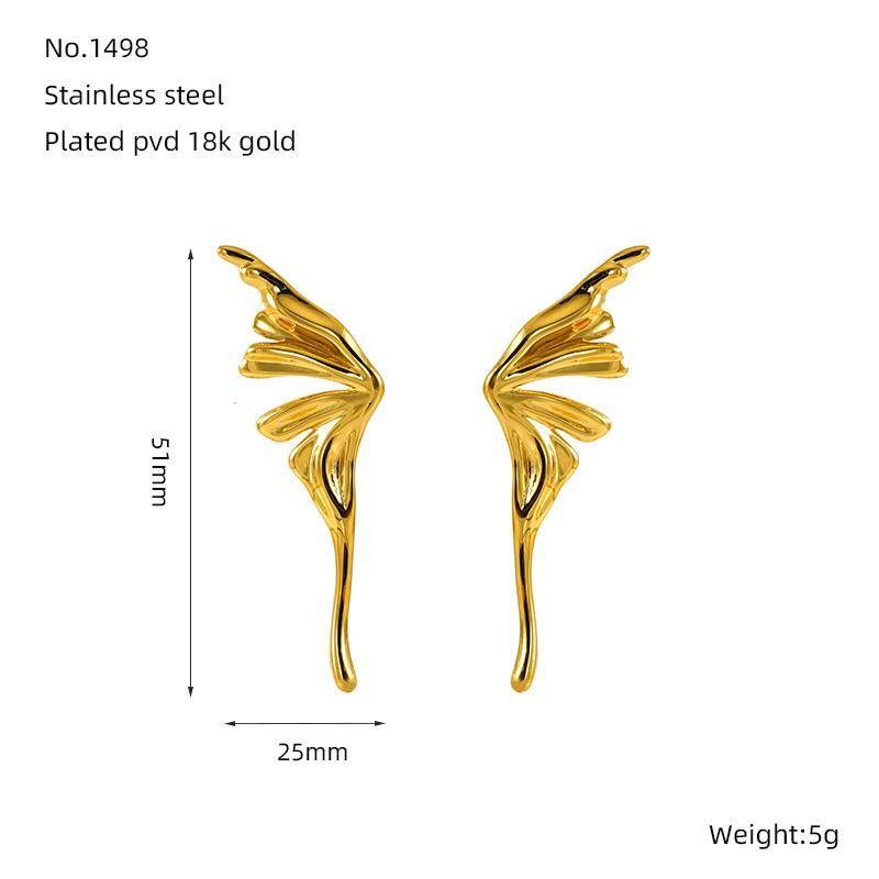 Stainless Steel French Style Geometric Flower Butterfly Inlay Pearl Ear Studs - Vintage Design