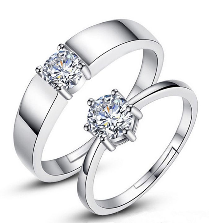 Stainless Steel Couple Adjustable Finger Rings - Unisex Matching Set