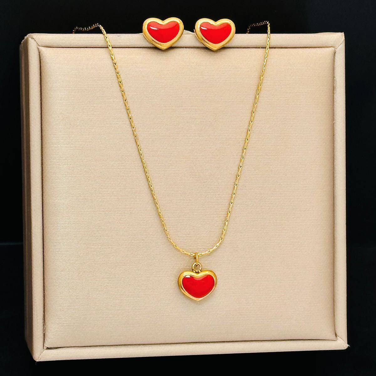 Vnox Heart Locket Necklace For Women 3 Piece Set - Layered Pendant Set