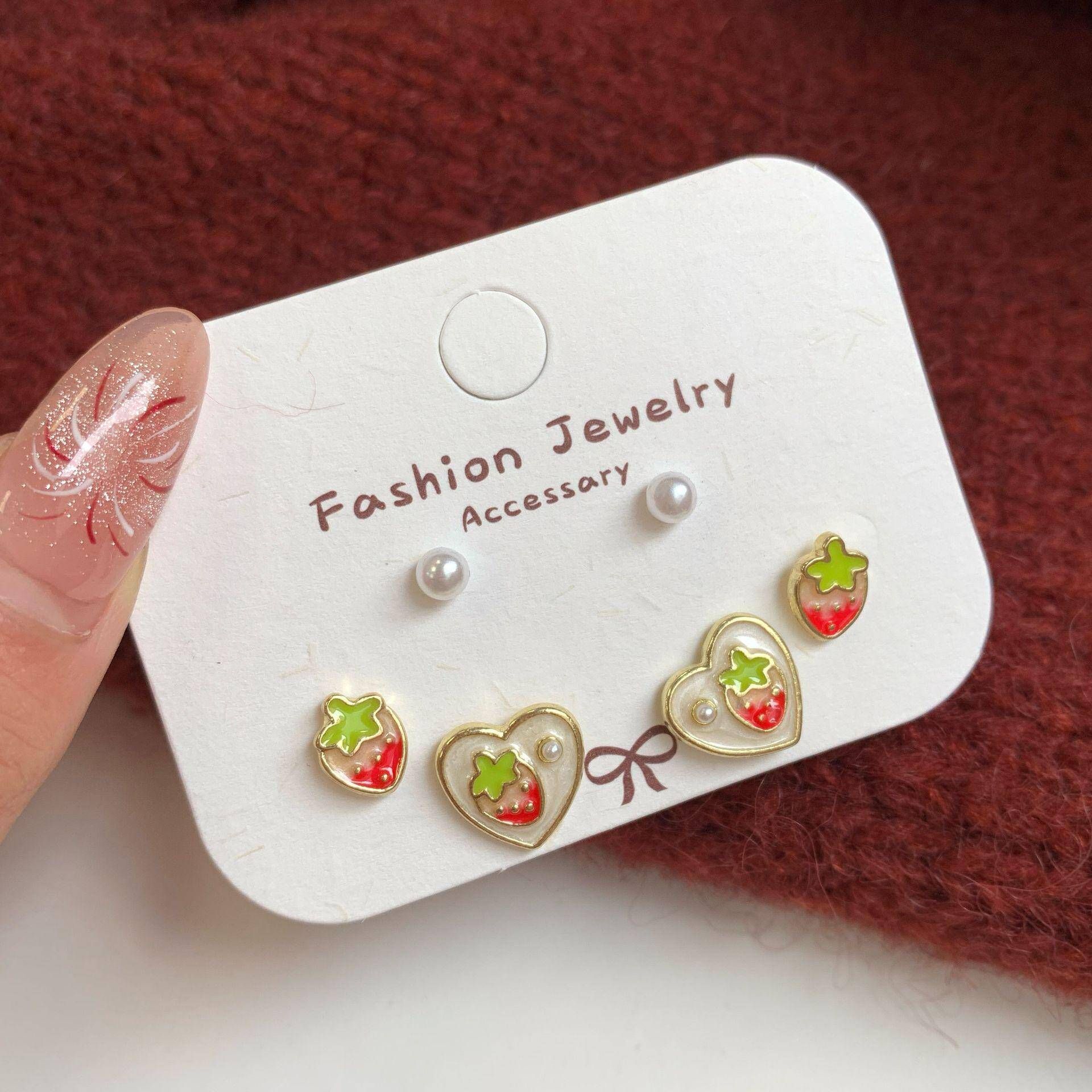 Red Strawberry Stud - Fun Fruit-Shaped Earrings
